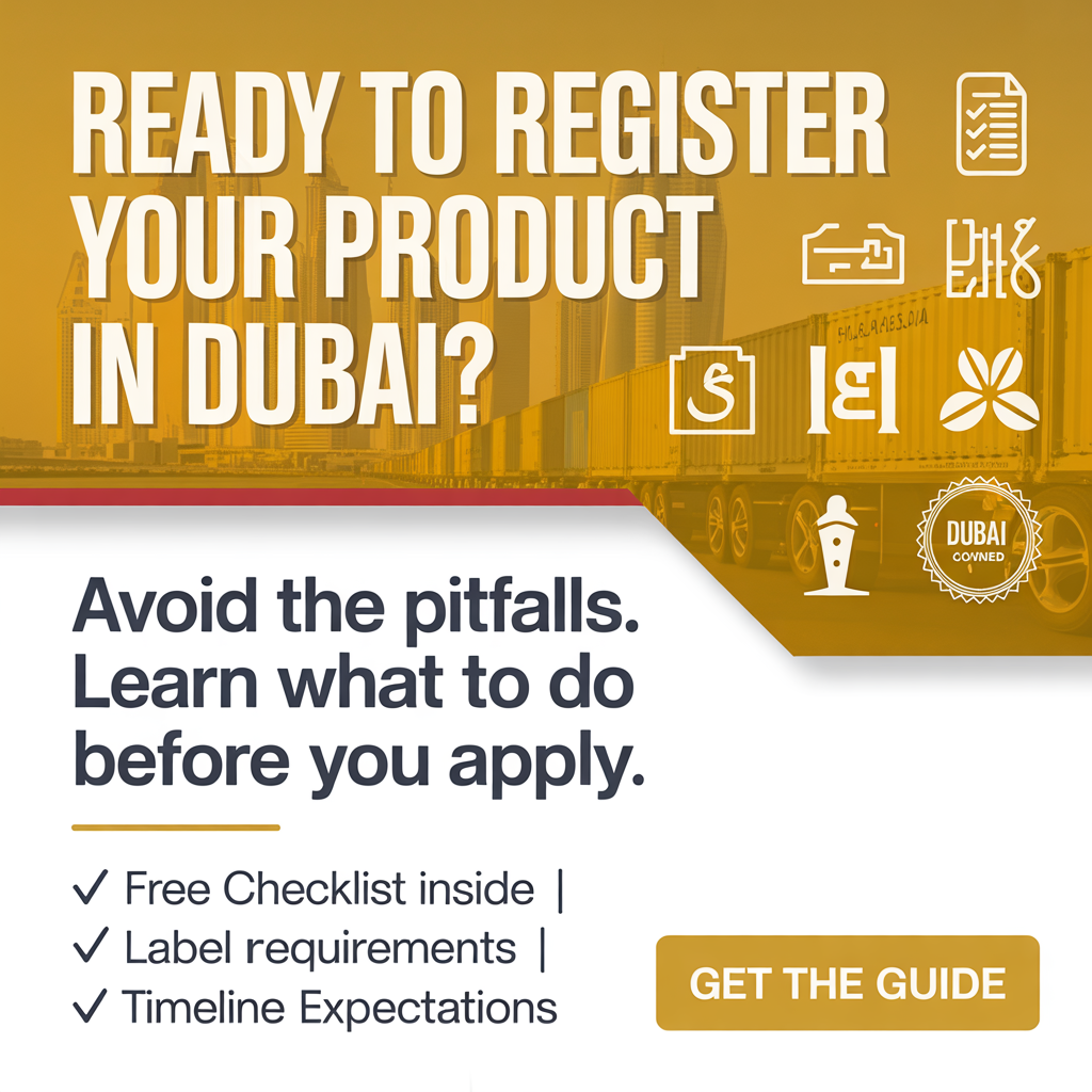pre registration guide for product registration in dubai UAE